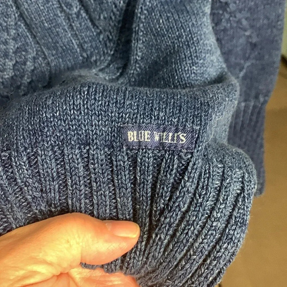 BLUE WILLI’S 100% Cotton, Deep Blue Cable Knit Sweater - Picture 6 of 8